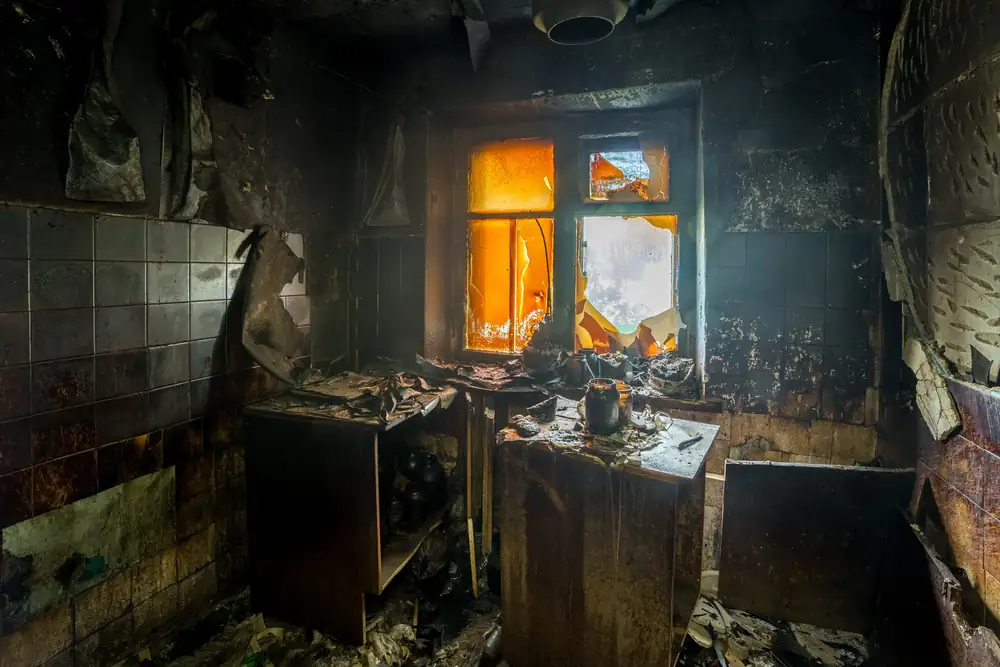 fire damage restoration professionals at work in Henderson